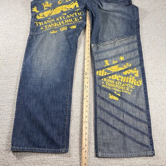 Akademiks Baggy Wide Leg Blue Hip-Hop Jeans Men’s Size 40 x 33 - Picture 4 of 7